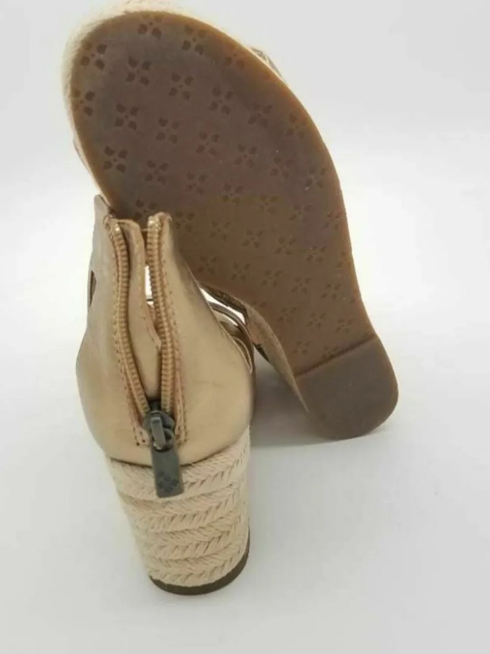 PATRICIA NASH Leather Wedge Espadrille Sandals Antique Gold 8 M US  38 EU - Picture 7 of 8
